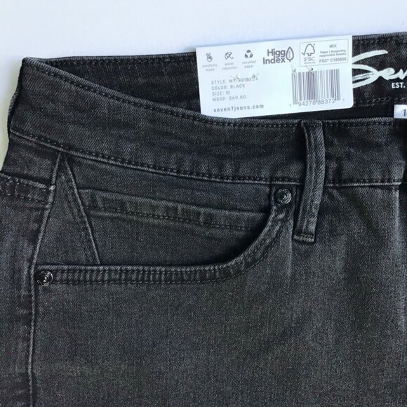 Seven7 Skinny Jeans Women Size 10 Black Denim High Rise Stretch NWT - Picture 7 of 9
